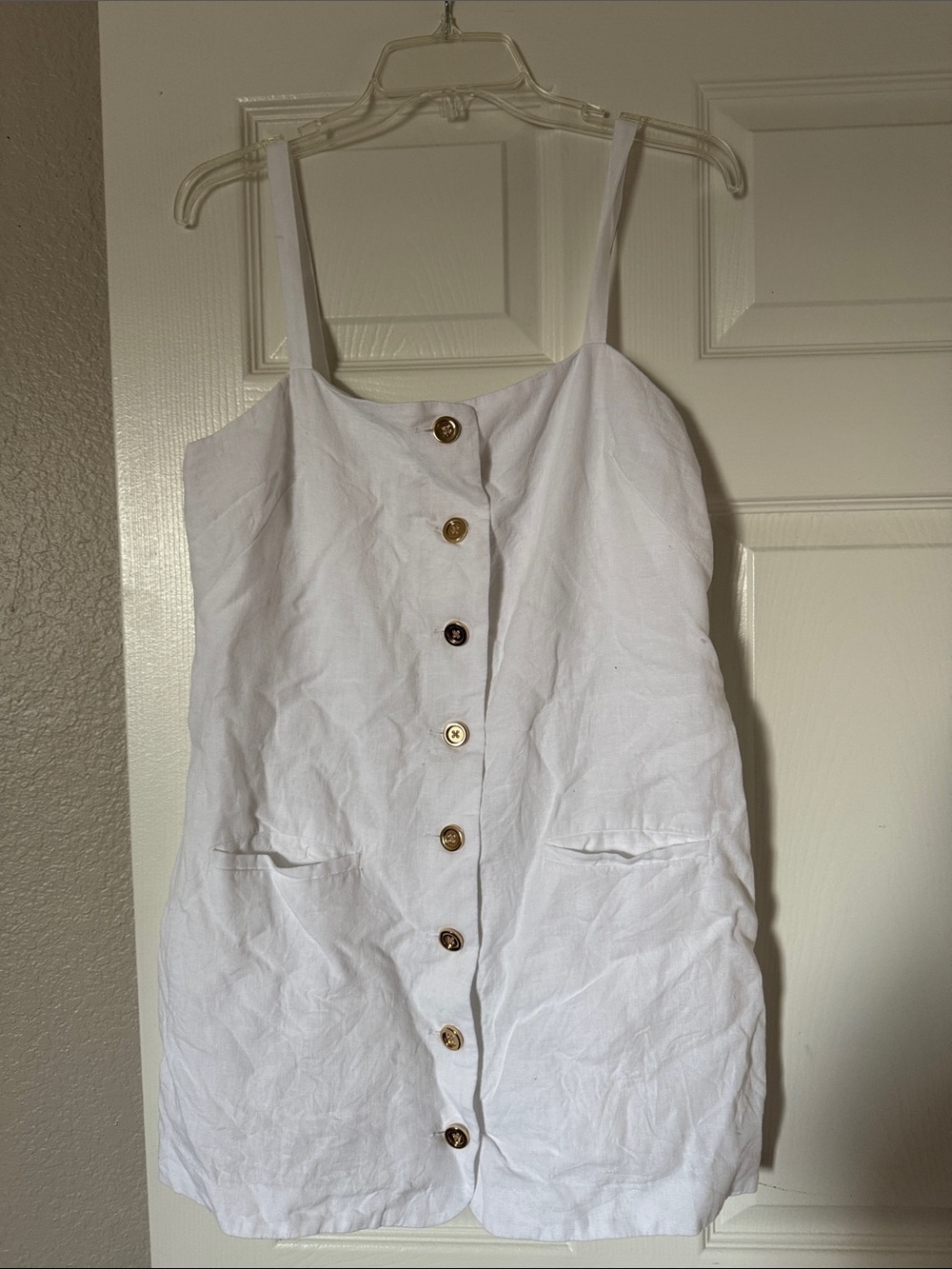 J. Crew White Linen Button-Front Mini Dress